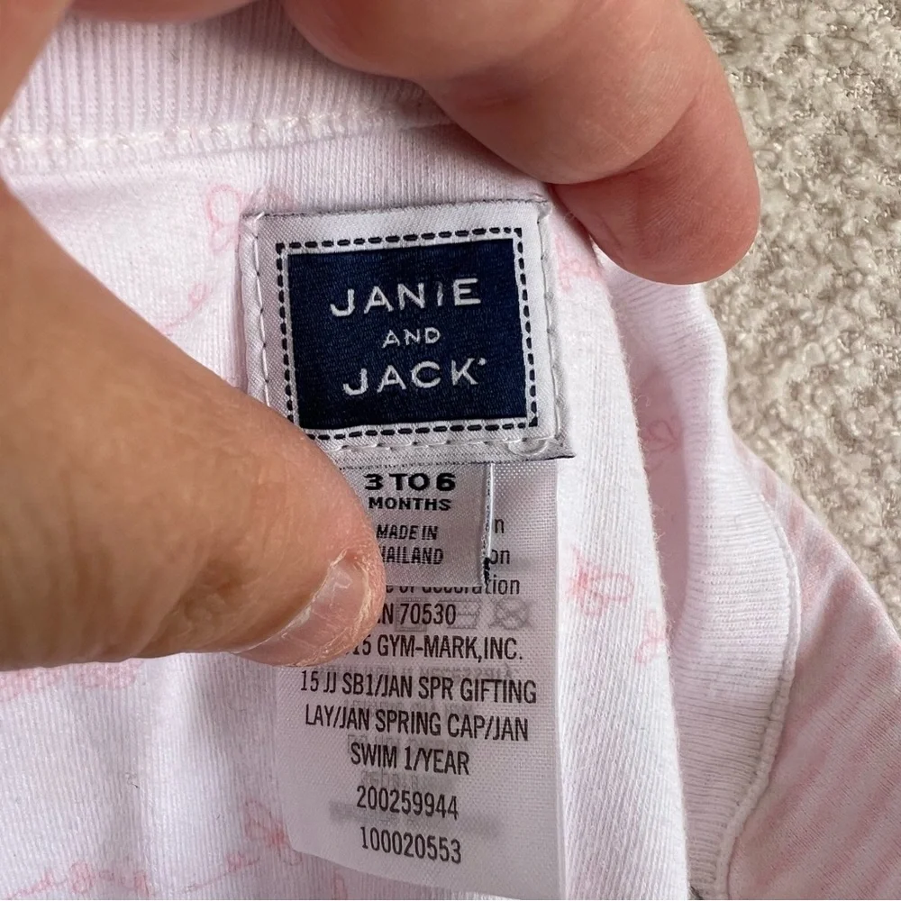 Janie And Jack Baby Pink White Stripe One Piece‎ Snap Pajamas Size 3-6 Months